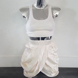 White Cream Silk MAGASCHONI High Waisted Draped Midi